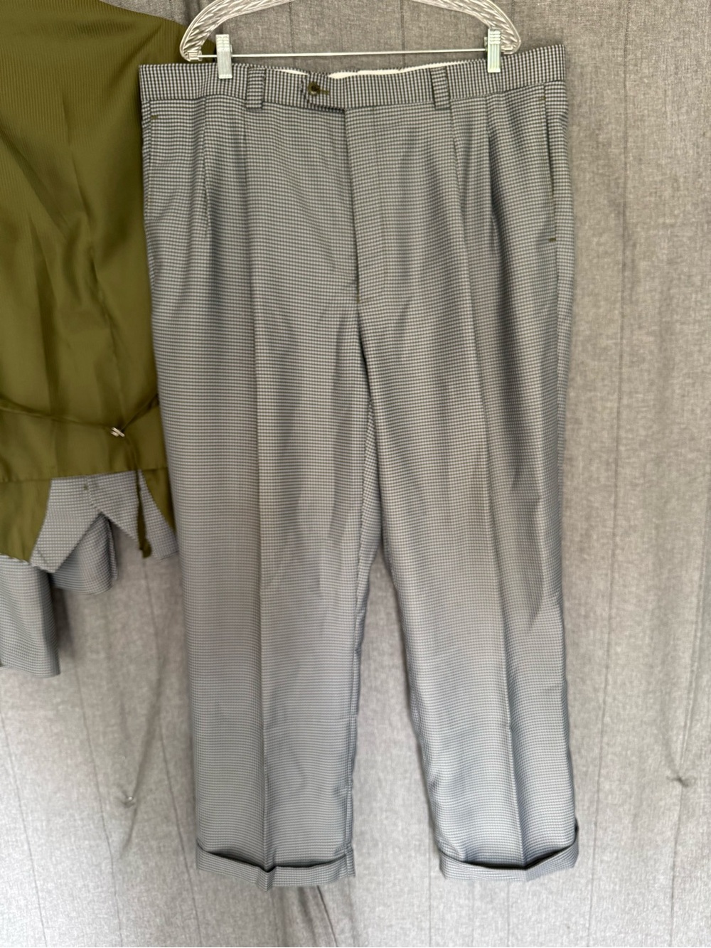 EJ Samuel Italy Wool Suit Mens 48R Super 150s Houndstooth 3 Piece Pants W42x32 - Picture 7 of 13